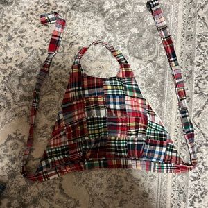 Urban outfitters plaid halter crop top